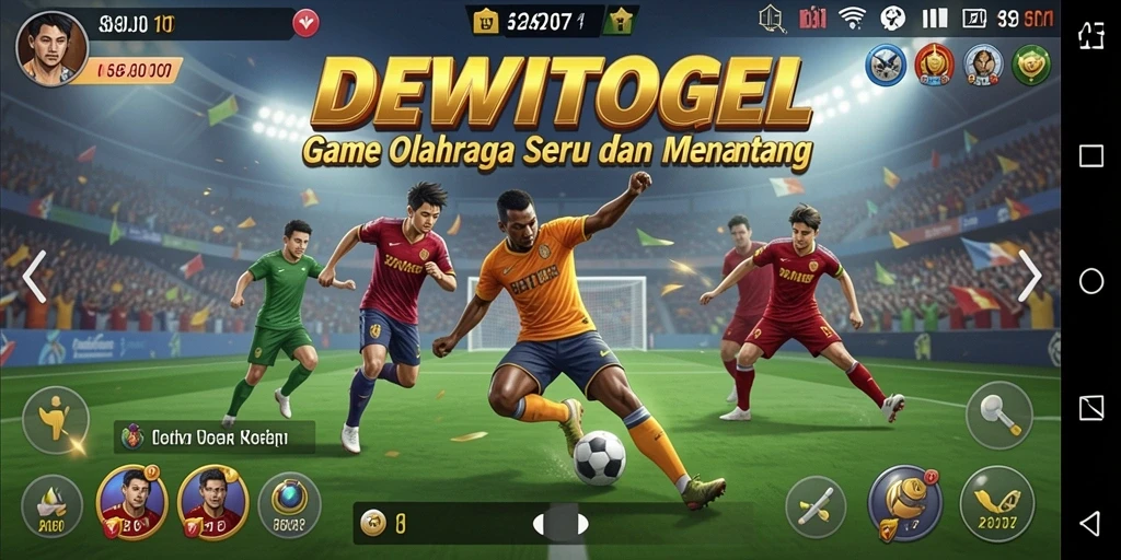 Screenshot DEWITOGEL dengan gameplay olahraga yang mendebarkan.