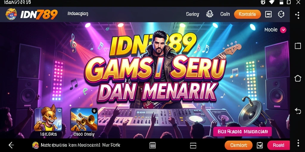 Tampilan gameplay IDN789 dengan not musik yang berwarna-warni.