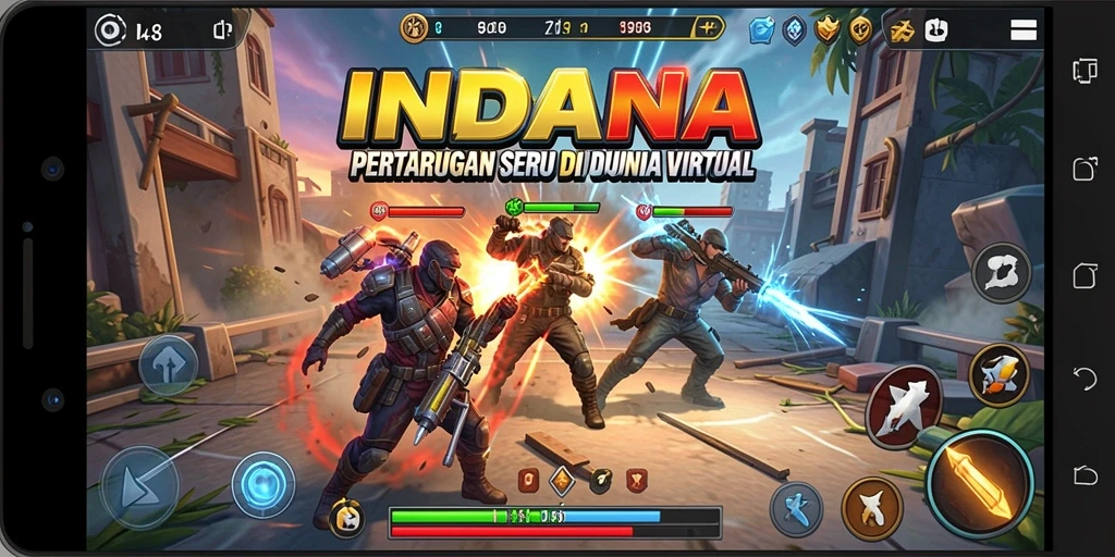 Tampilan aksi seru dari gameplay INDAAA dalam pertarungan.