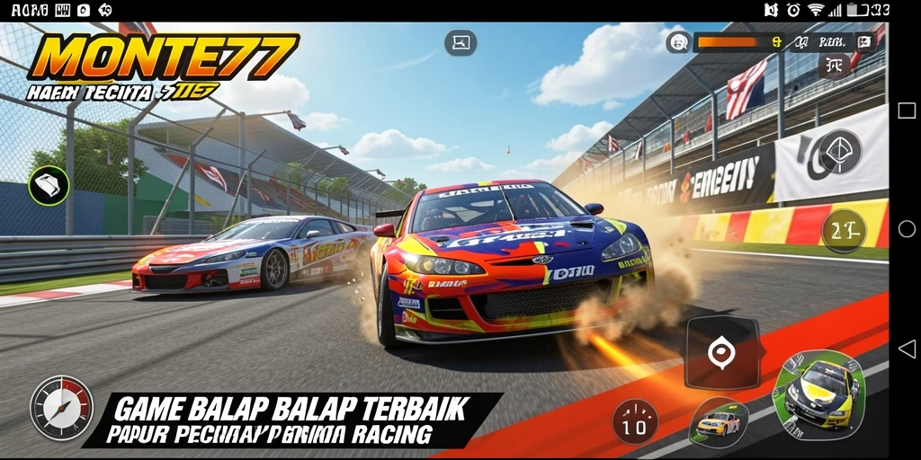 Gameplay balap seru di MONTE77 dengan trek dan kendaraan variatif.