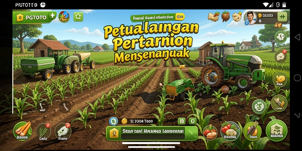 Tampilan permainan PGTOTO dengan berbagai tanaman hijau dan hewan ternak.